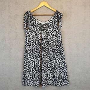 entro Floral Mini Dress Black White Tie Shoulder Sleeveless M